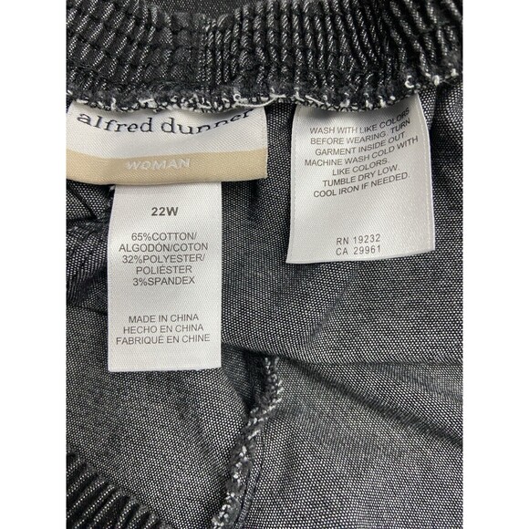 Alfred Dunner Womens Pants 22w Black Denim Pull On Cropped Ankle Slash Pockets - Picture 4 of 7